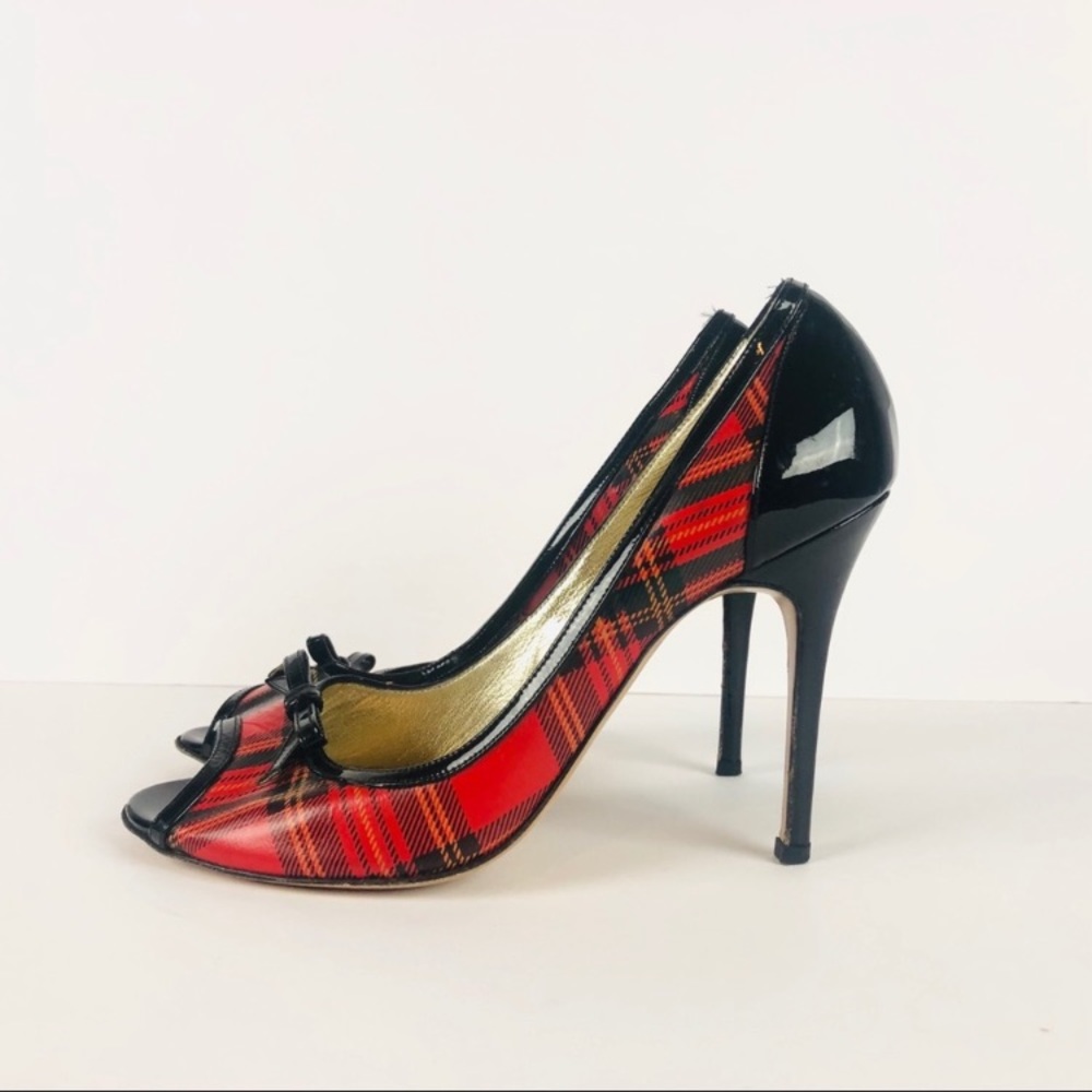Sexy Luciano Padovan EU38.5 Tartan Plaid Pumps Heel Italy